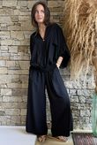 Basso Button Drape Batwing Shirt Black